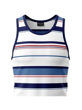 Caliville Womens Small Stretch Tank Top Red White Blue Striped Sleeveless NWOT